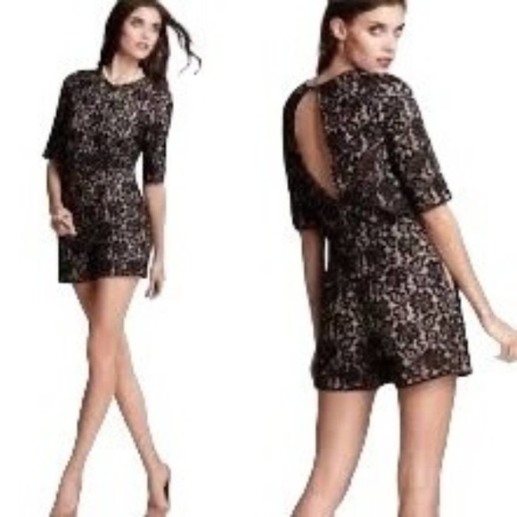 BCBGMaxAzria Pants - BCBGMAXAZRIA Black Lace Overlay Romper S